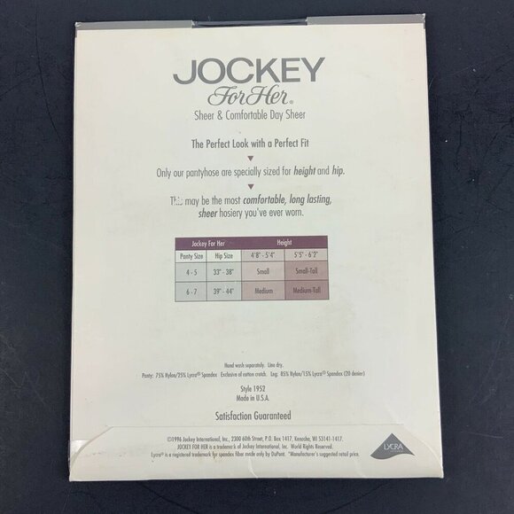 Jockey For Her Day Sheer Pantyhose Sz Small Tuxedo Black Control Top Sandalfoot - Picture 2 of 3